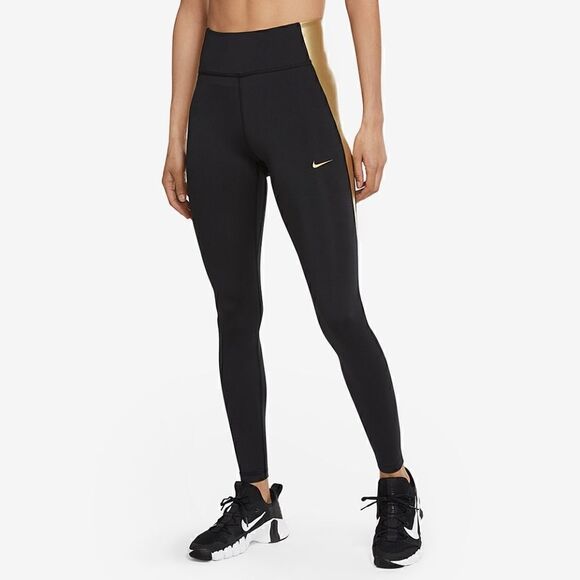 Nike Pro One Tigh Epic Luxe Leggings Tights Black Gold CU5020-010 Women's New - Picture 11 of 16